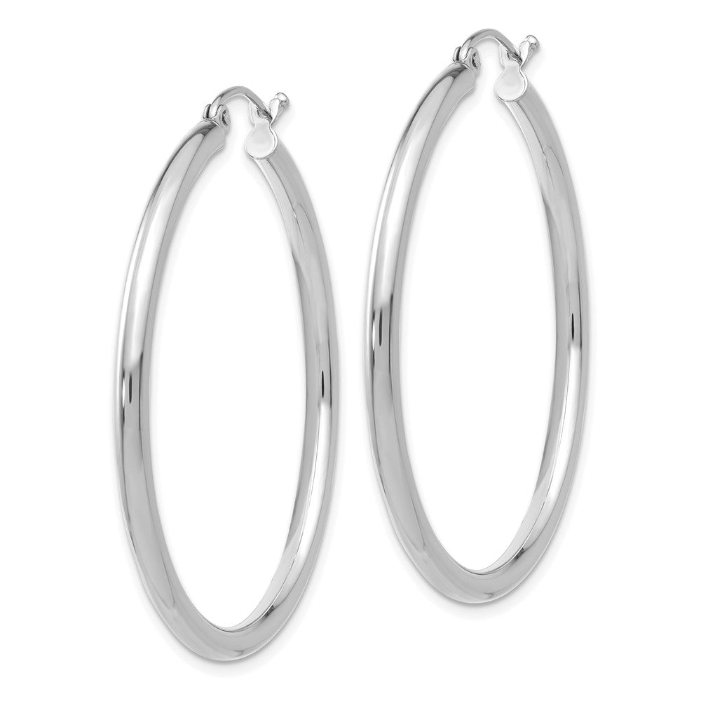 14K White Gold 2.5x40mm Polished Lightweight Tube Hoop Earrings