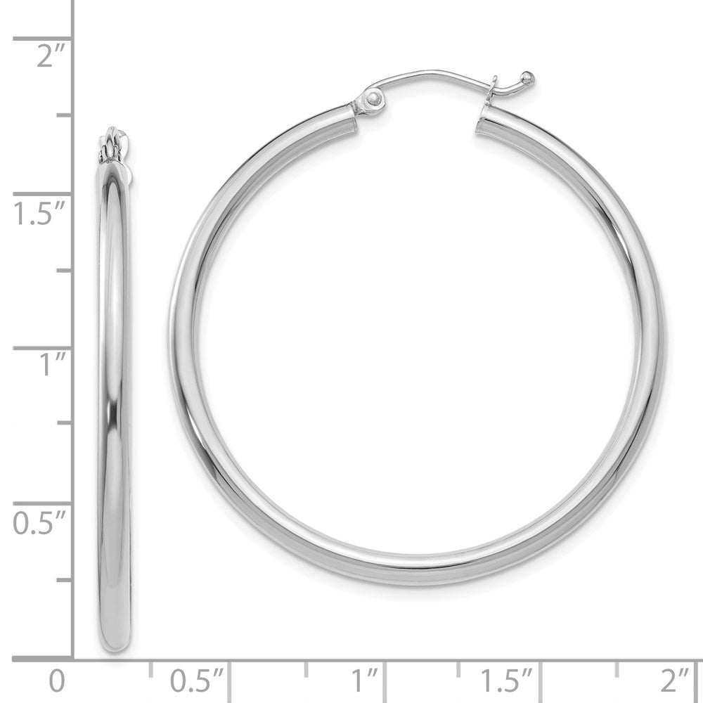 14K White Gold 2.5x40mm Polished Lightweight Tube Hoop Earrings