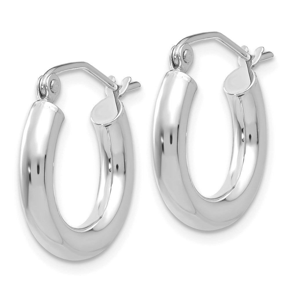 14K White Gold 3x16mm Polished Lightweight Tube Hoop Earrings