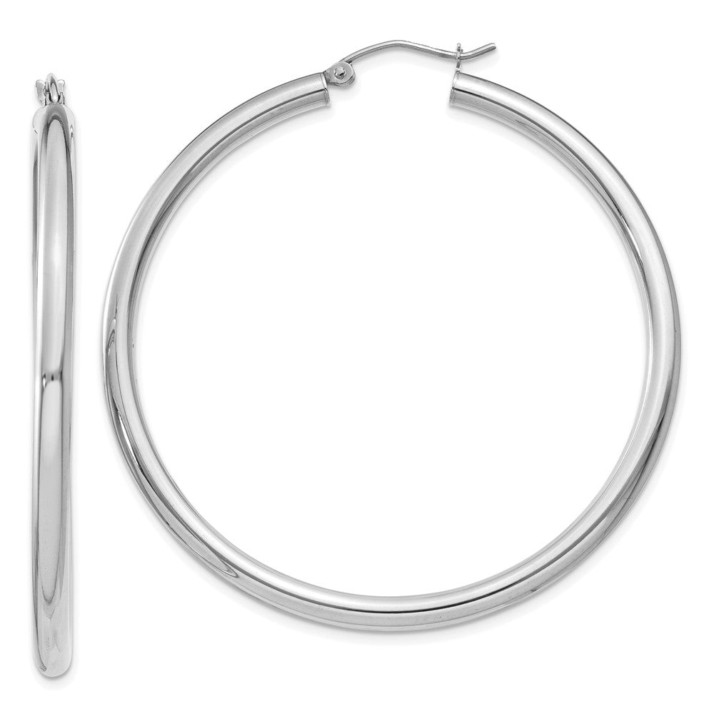 Polished;14K White gold;Hollow
