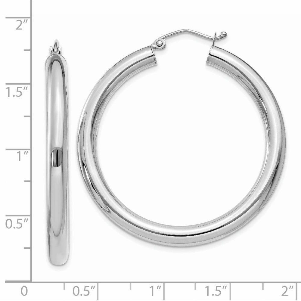 14K White Gold 4x40mm Polished Lightweight Tube Hoop Earrings