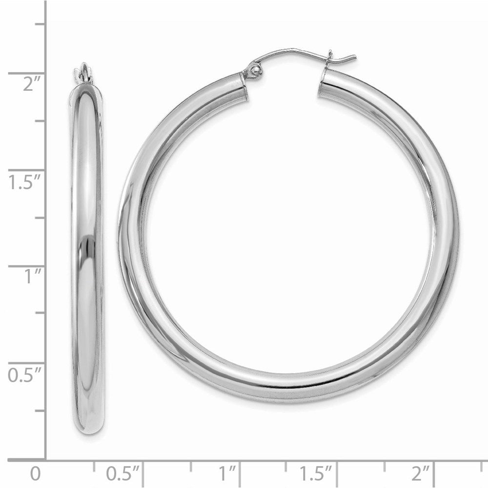 14K White Gold 4x45mm Polished Lightweight Tube Hoop Earrings