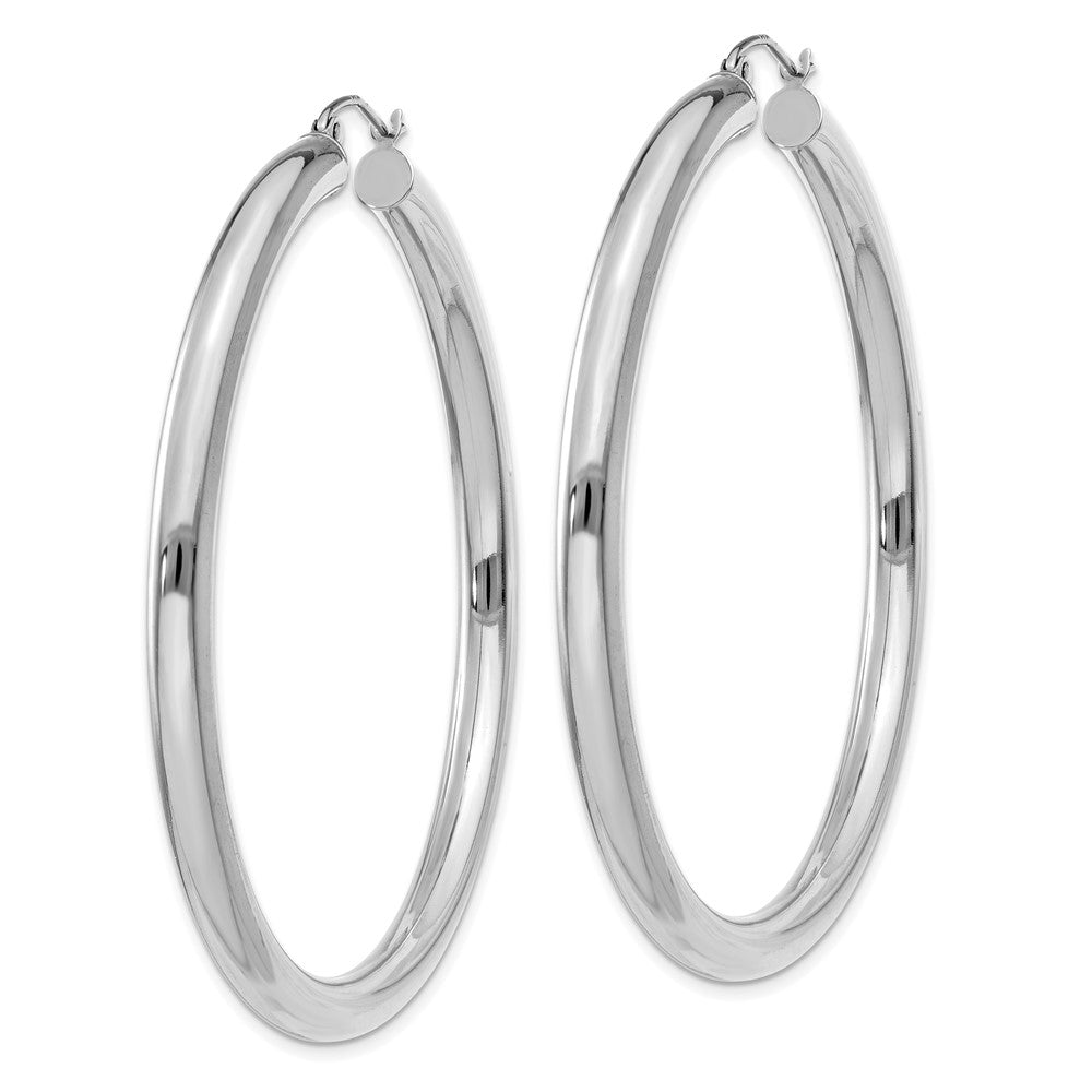 14K White Gold 4x55mm Polished Lightweight Tube Hoop Earrings