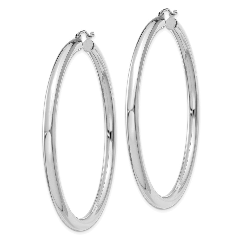 14K White Gold 4x60mm Polished Lightweight Tube Hoop Earrings