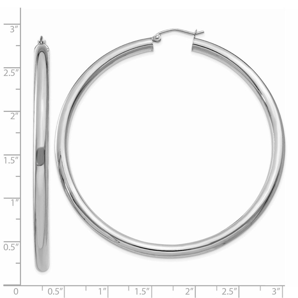 14K White Gold 4x65mm Polished Tube Hoop Earrings
