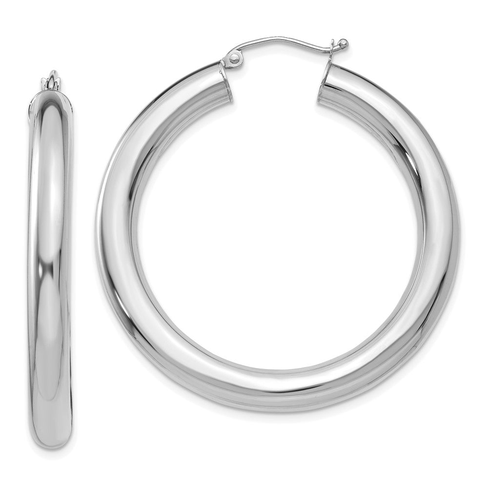 Polished;14K White gold;Hollow;Hinged post