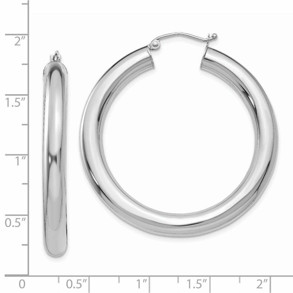 14k White Gold 5x40mm Polished Lightweight Hoop Earrings