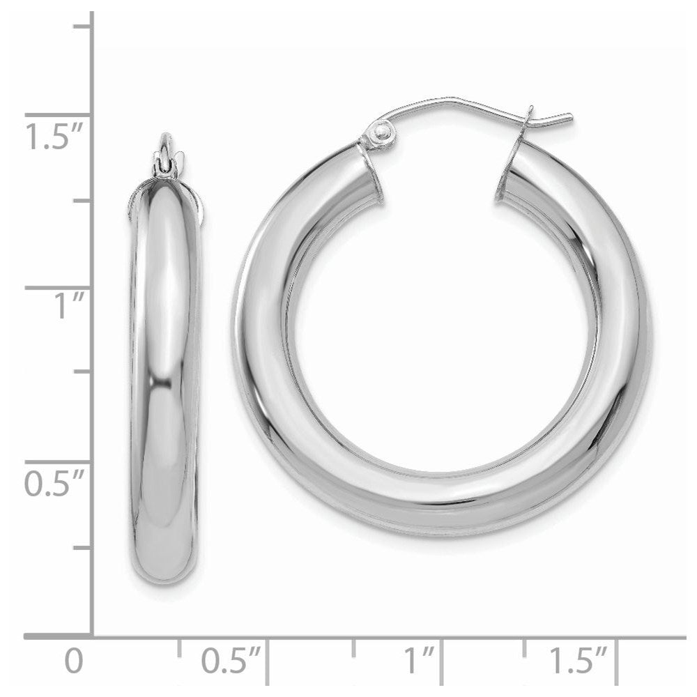 14k White Gold 5x30mm Polished Lightweight Hoop Earrings