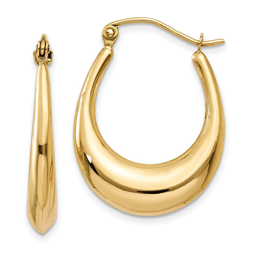 Polished;14k Yellow gold;Hollow;Hinged post
