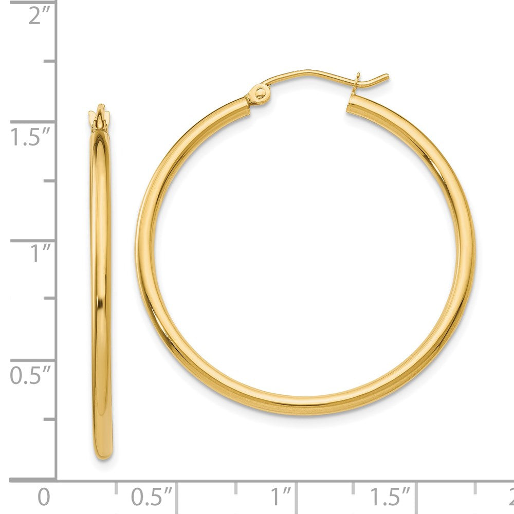 14k 2x35mm Polished Lightweight Tube Hoop Earrings