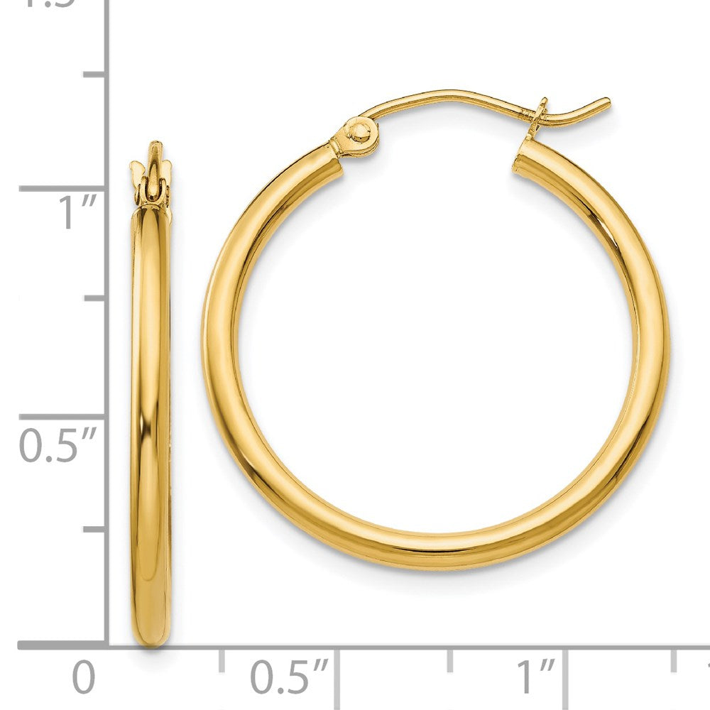 14k 2x25mm Polished Lightweight Tube Hoop Earrings