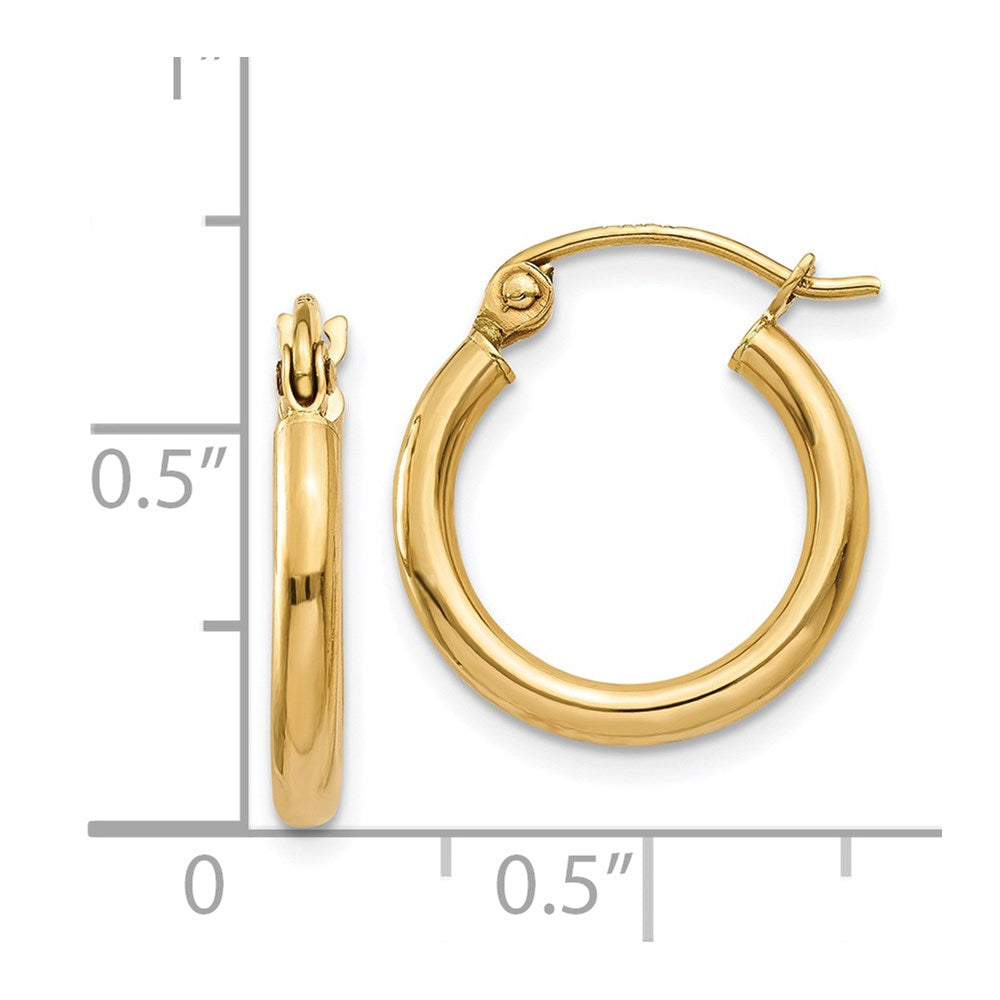 14k 2x15mm Polished Lightweight Tube Hoop Earrings