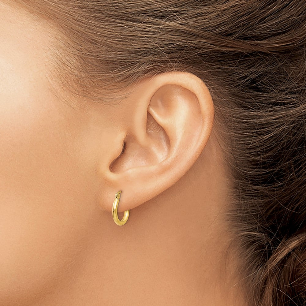 14k 2x12mm Polished Lightweight Tube Hoop Earrings