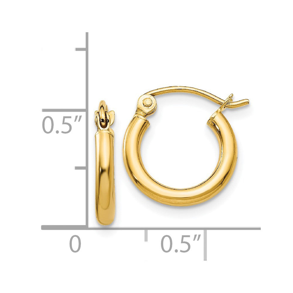 14k 2x12mm Polished Lightweight Tube Hoop Earrings