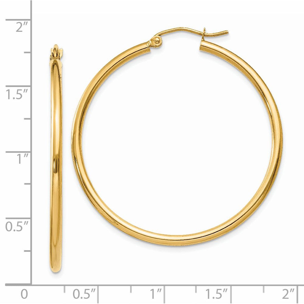 14k 2x40mm Polished Lightweight Tube Hoop Earrings