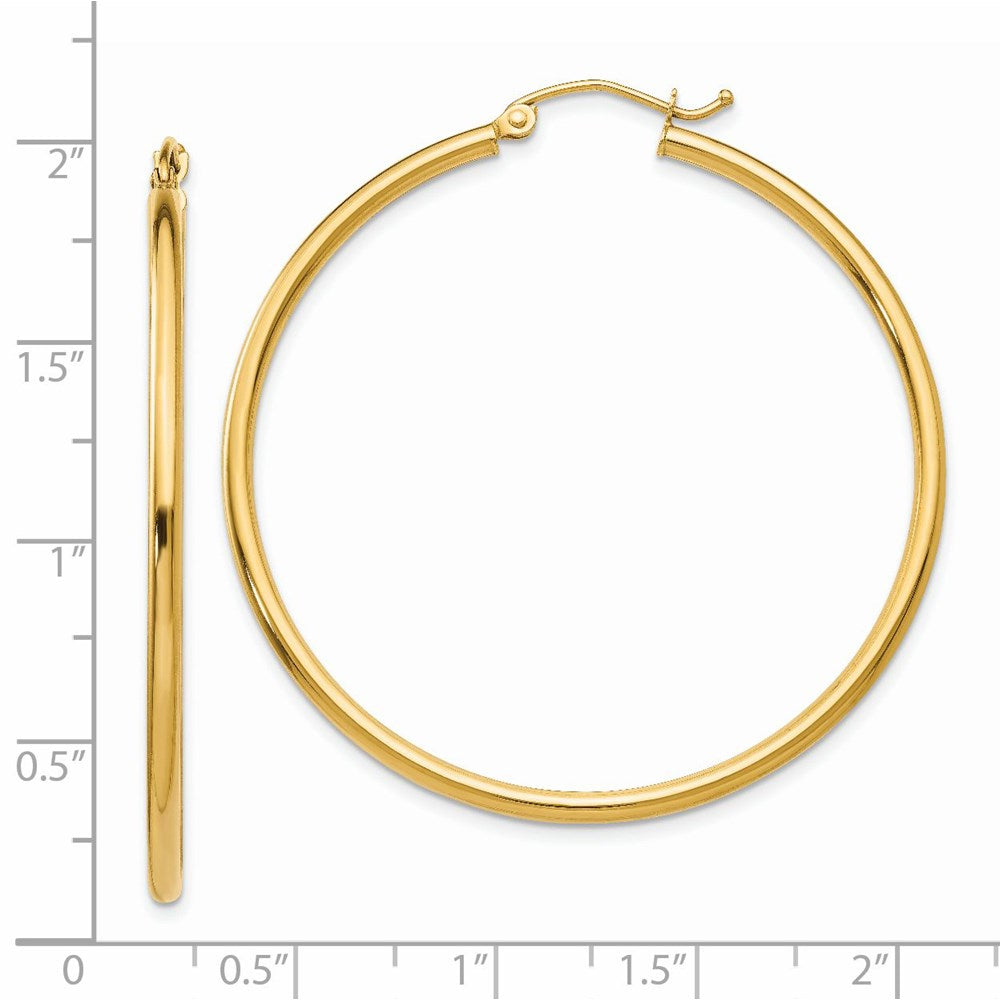 14k 2x45mm Polished Lightweight Tube Hoop Earrings