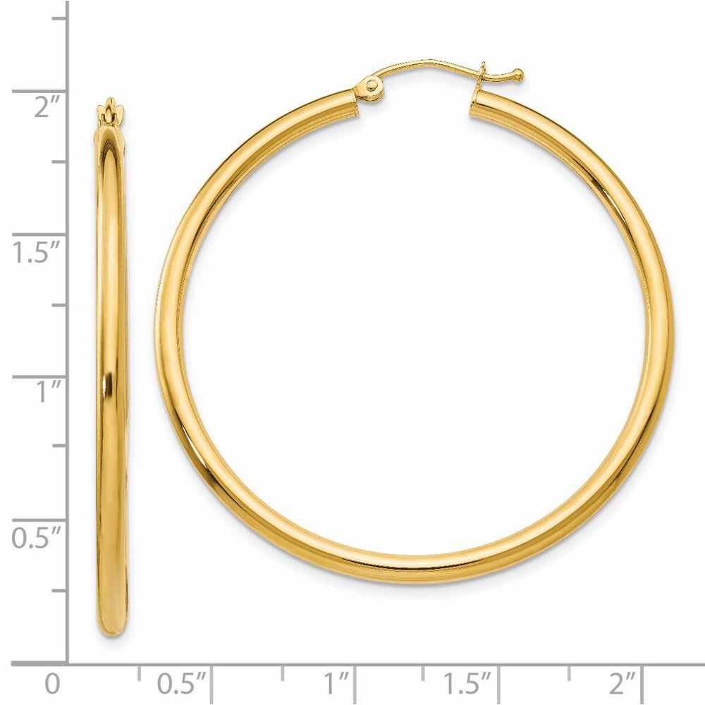 14K 2.5x45mm Polished Lightweight Tube Hoop Earrings