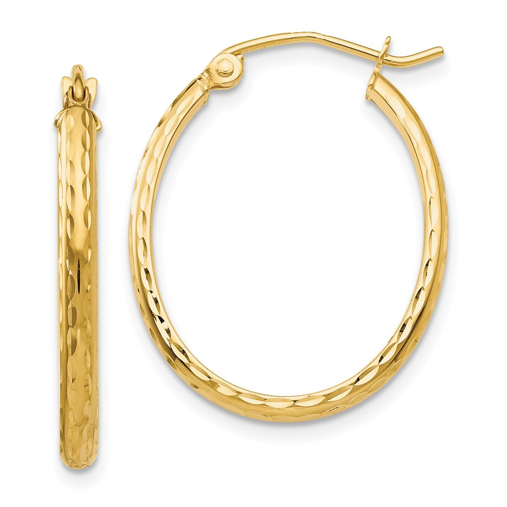 Diamond-cut;Polished;14k Yellow gold;Hinged post;Hollow tube