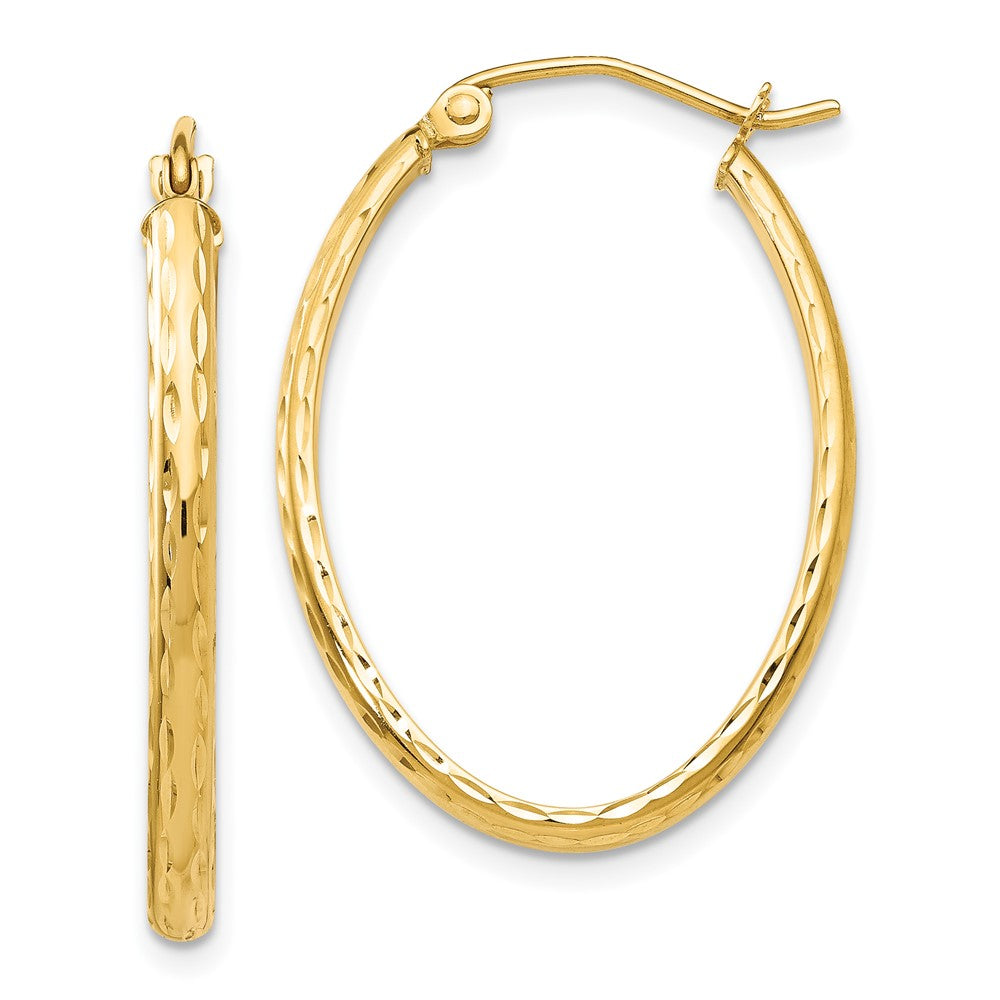 Diamond-cut;Polished;14k Yellow gold;Hinged post;Hollow tube