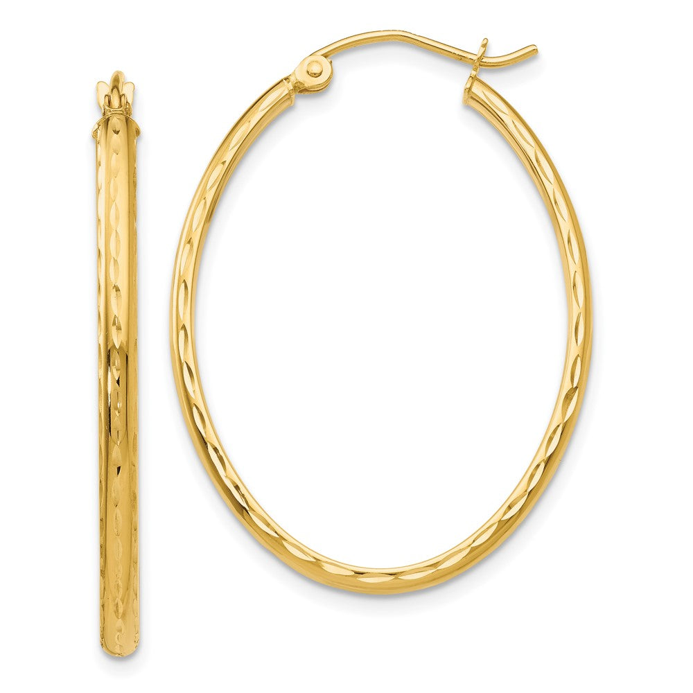 Diamond-cut;Polished;14k Yellow gold;Hinged post;Hollow tube