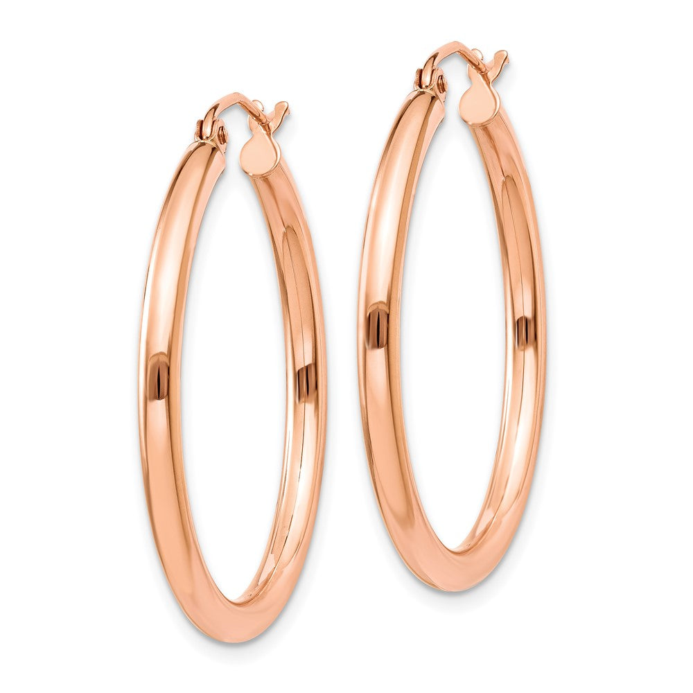 14k Rose Gold 2.5x30mm Polished Lightweight Tube Hoop Earrings