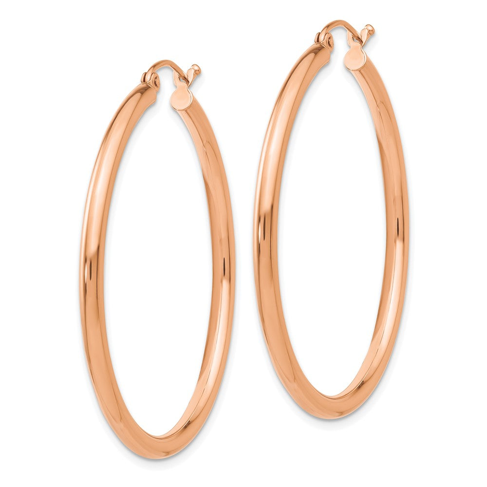 14k Rose Gold 2.5x40mm Polished Lightweight Tube Hoop Earrings