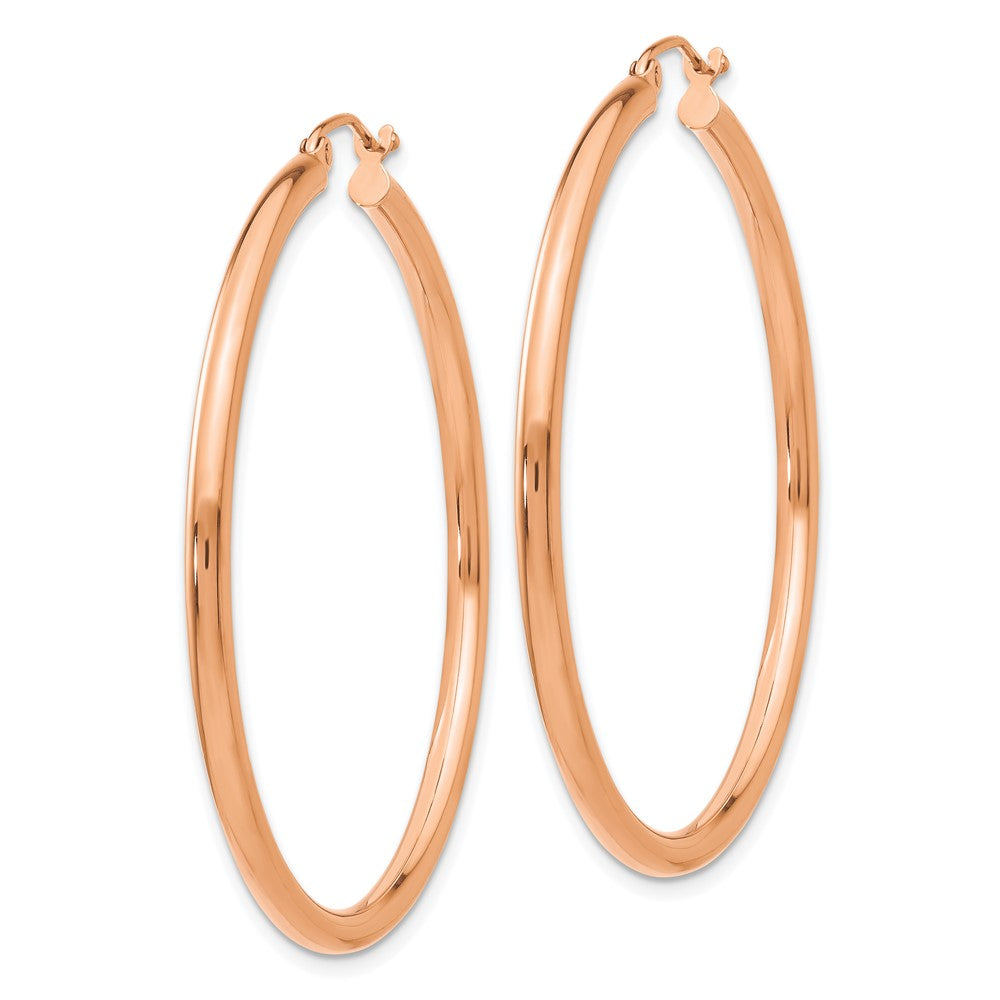 14k Rose Gold 2.5x45mm Polished Lightweight Tube Hoop Earrings
