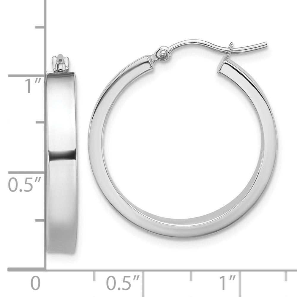 14k White Gold 4x25mm Polished Tube Hoop Earrings