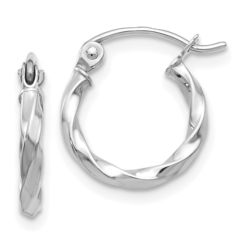Polished;14K White gold;Hinged post