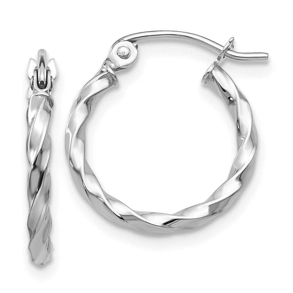 Polished;14K White gold;Hinged post