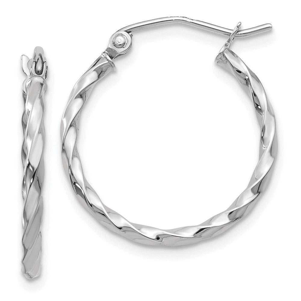 Polished;14K White gold;Hinged post