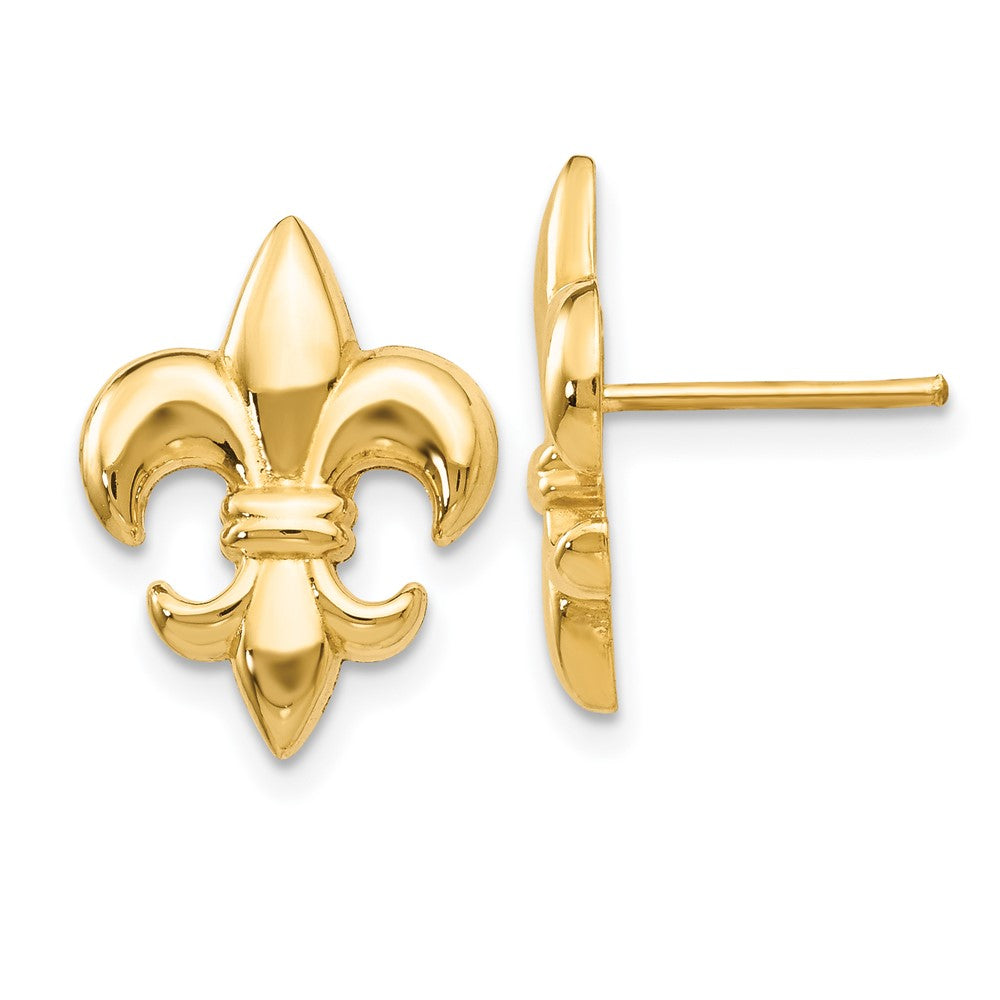 Polished;14k Yellow gold;Open back;Post