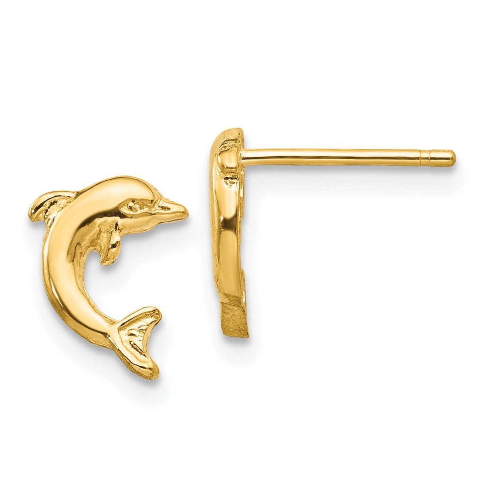 Polished;14k Yellow gold;Open back;Post