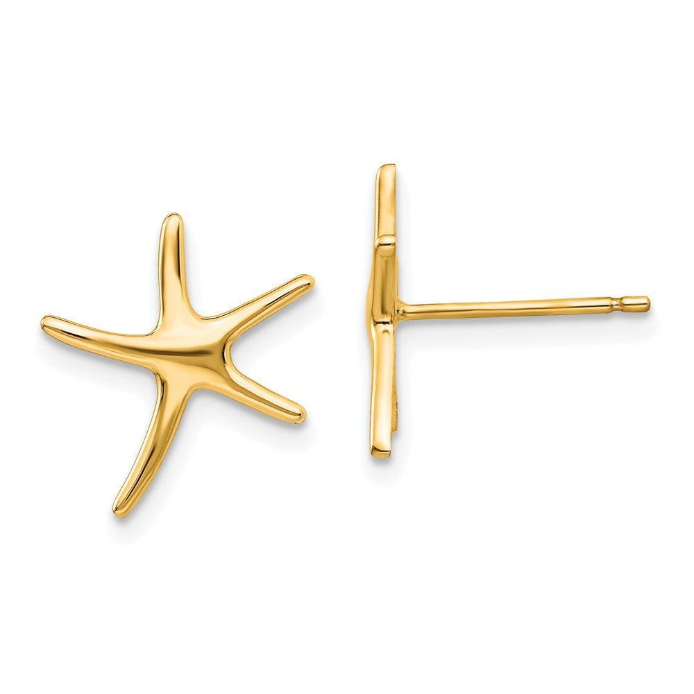Polished;14k Yellow gold;Post