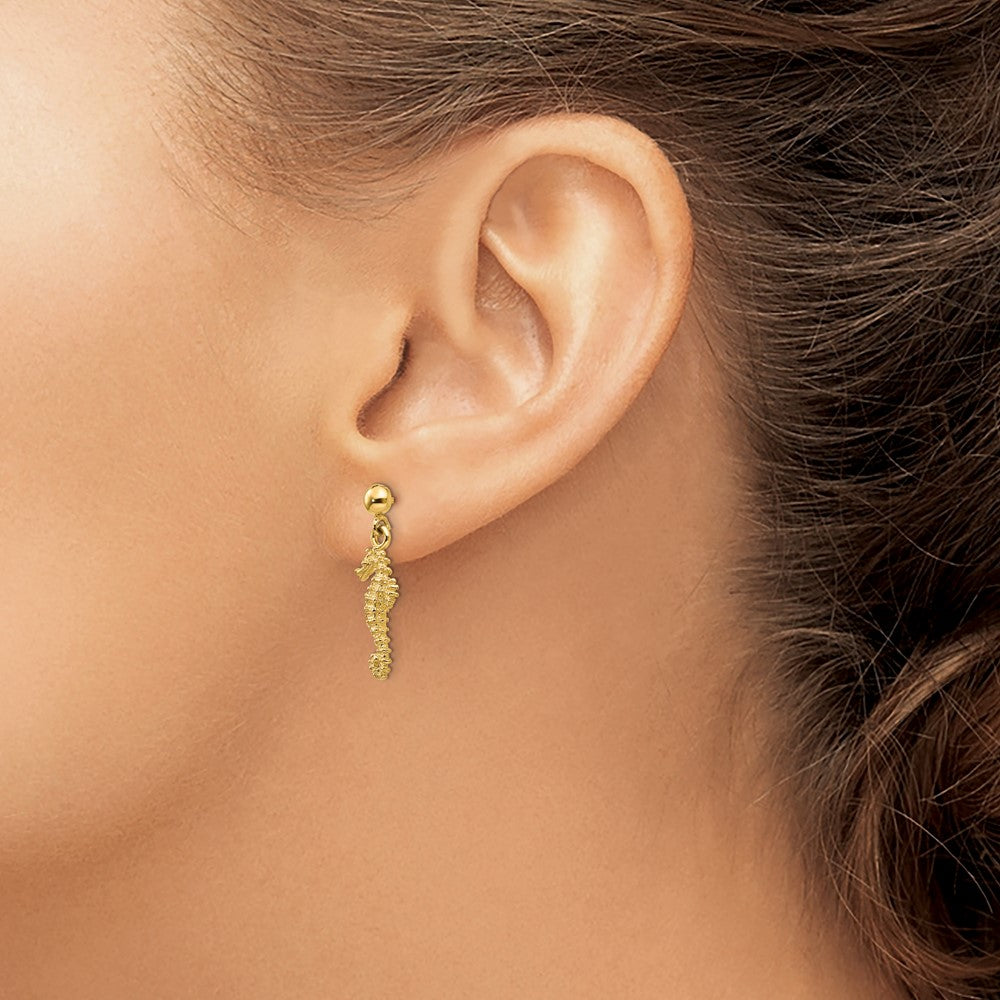 14k Seahorse Dangle Earrings