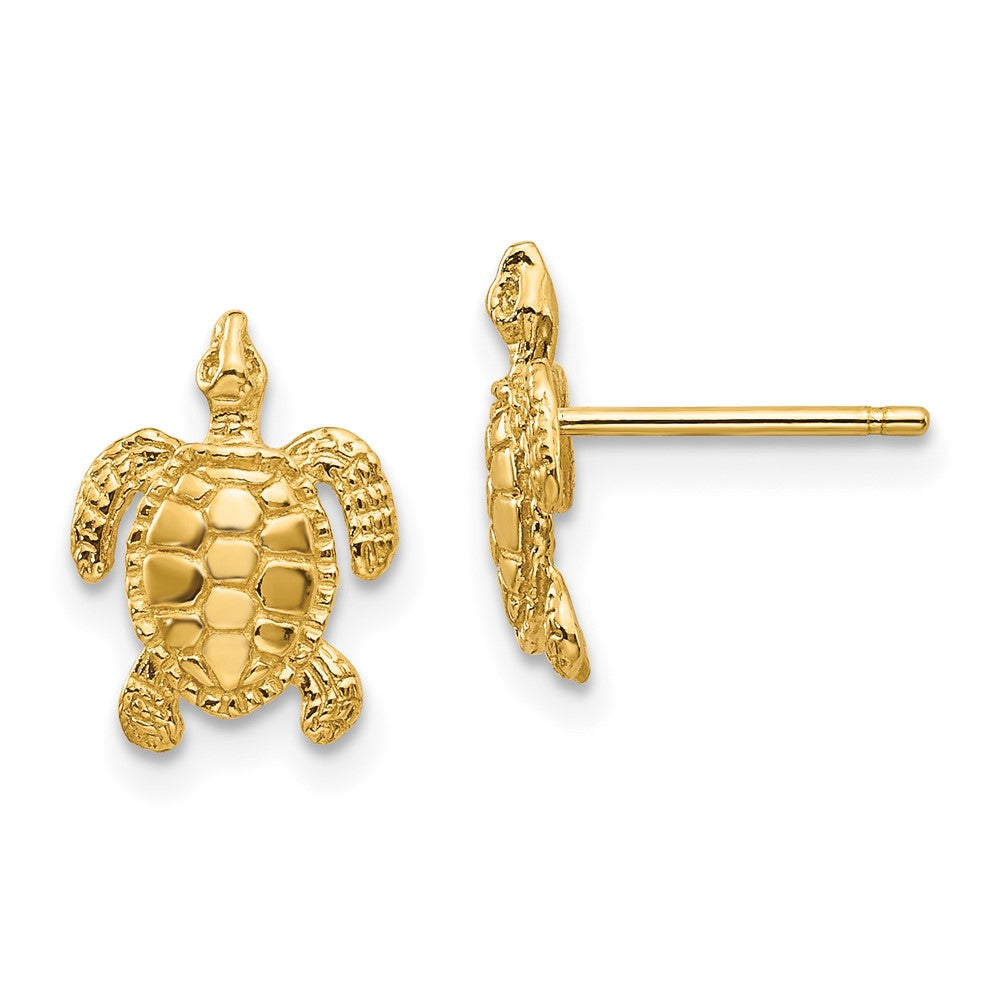 Polished;14k Yellow gold;Post;Textured