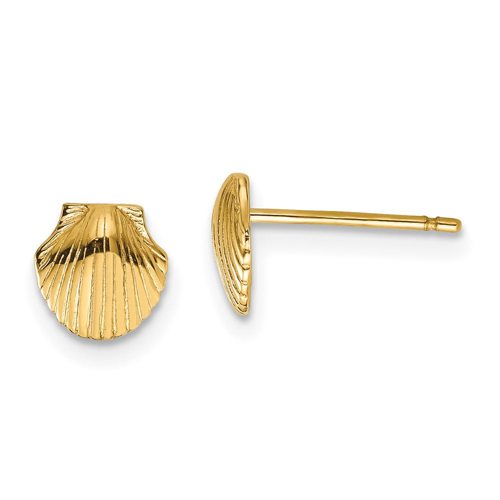 Polished;14k Yellow gold;Post;Textured