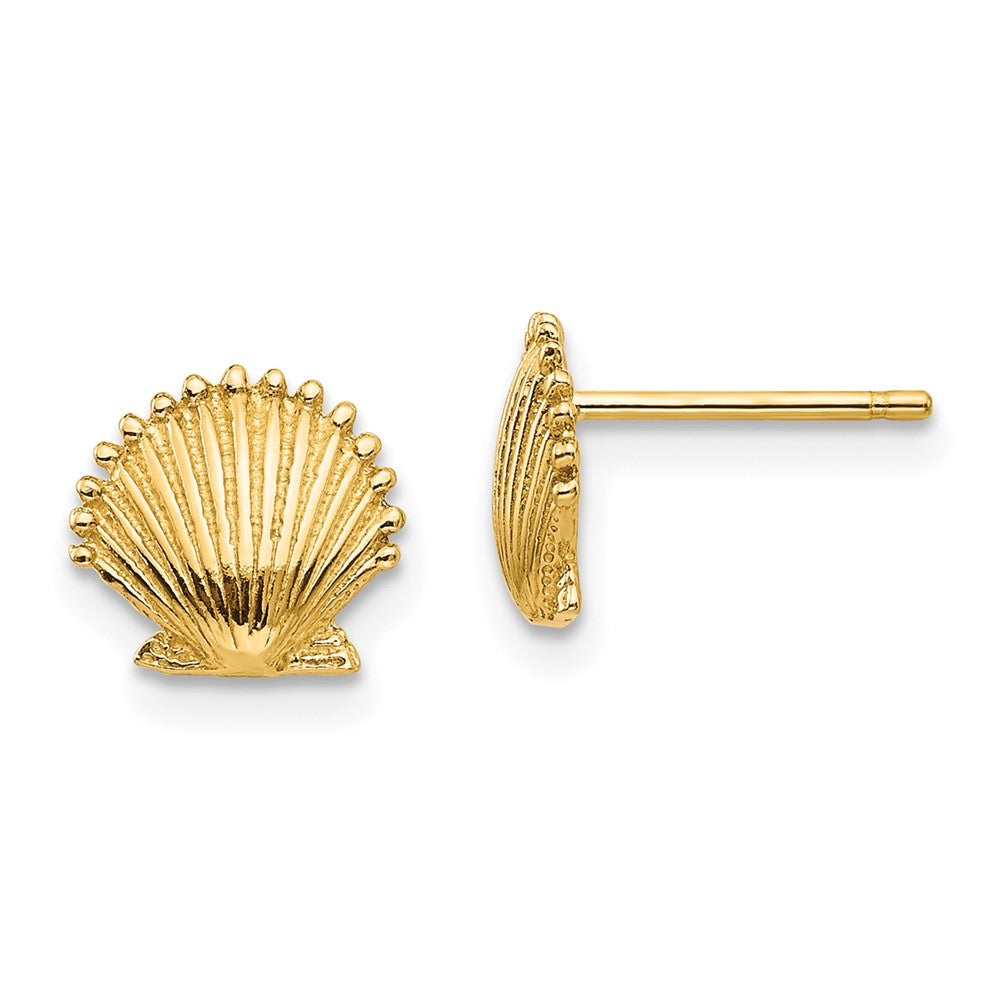 Polished;14k Yellow gold;Post;Textured