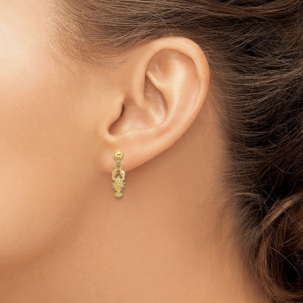 14K Lobster Post Dangle Earrings