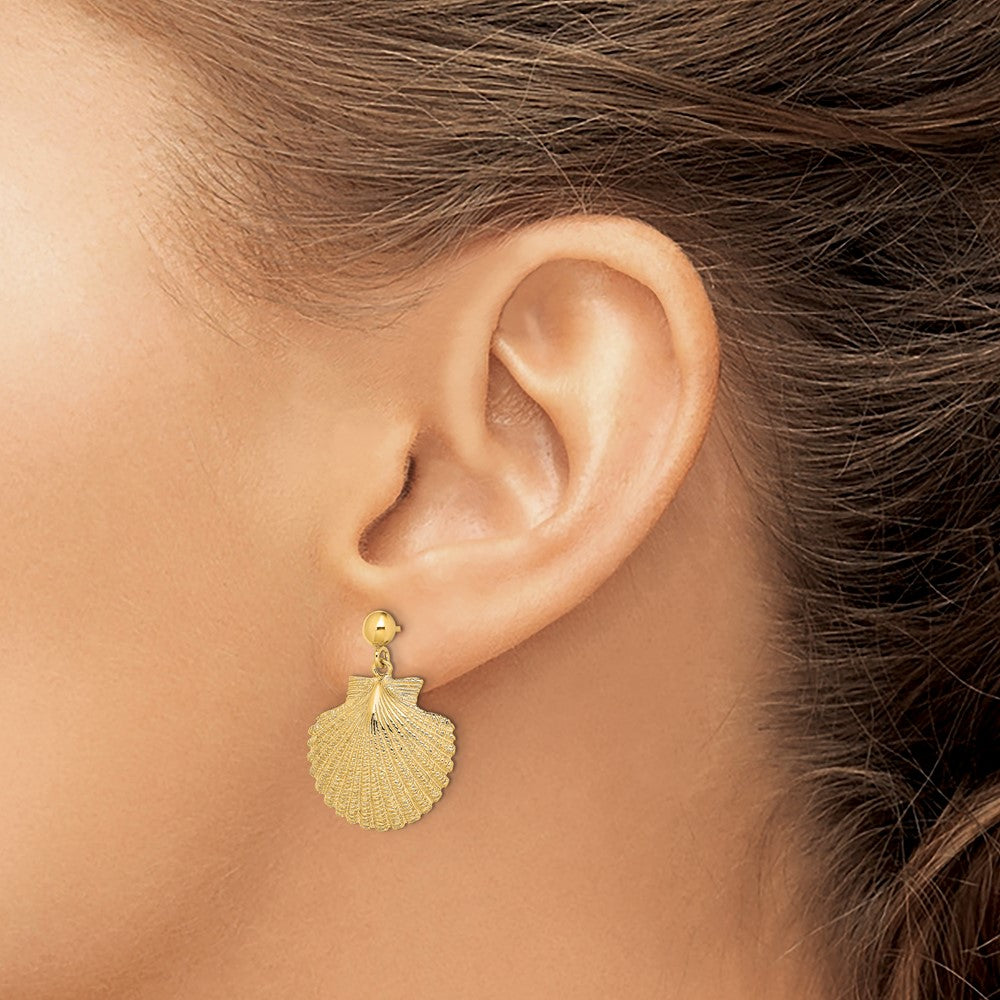 14K Scallop Dangle Earrings