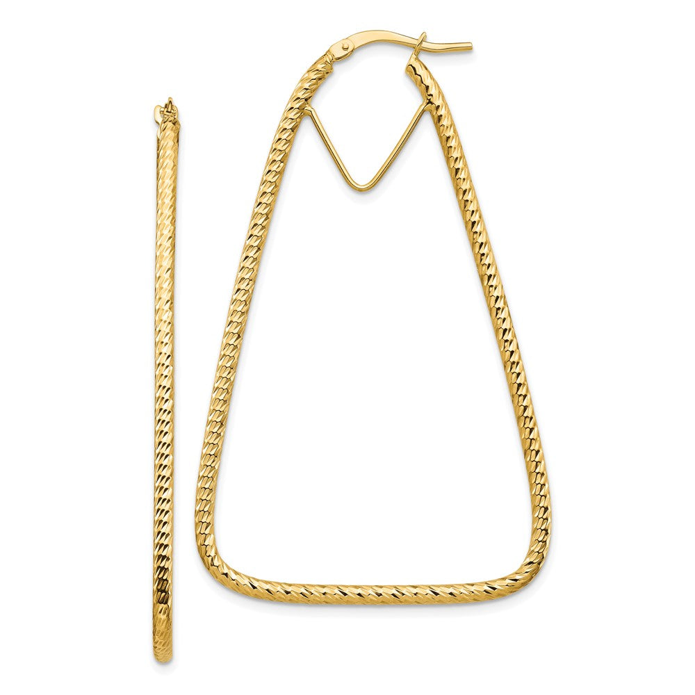 14k Polished & Diamond-cut Double Triangle Hoop Earrings
