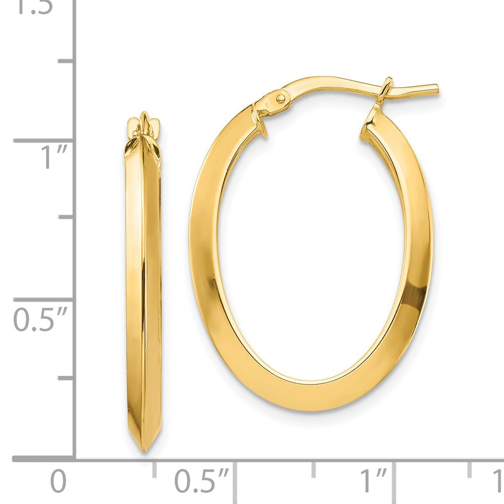 14k 3.5x27mm Polished Knife-Edge Oval Tube Hoop Earrings