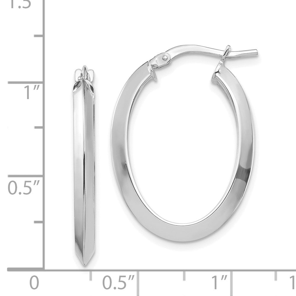 14k White Gold 3.5x27mm Polished Knife-Edge Oval Tube Hoop Earrings