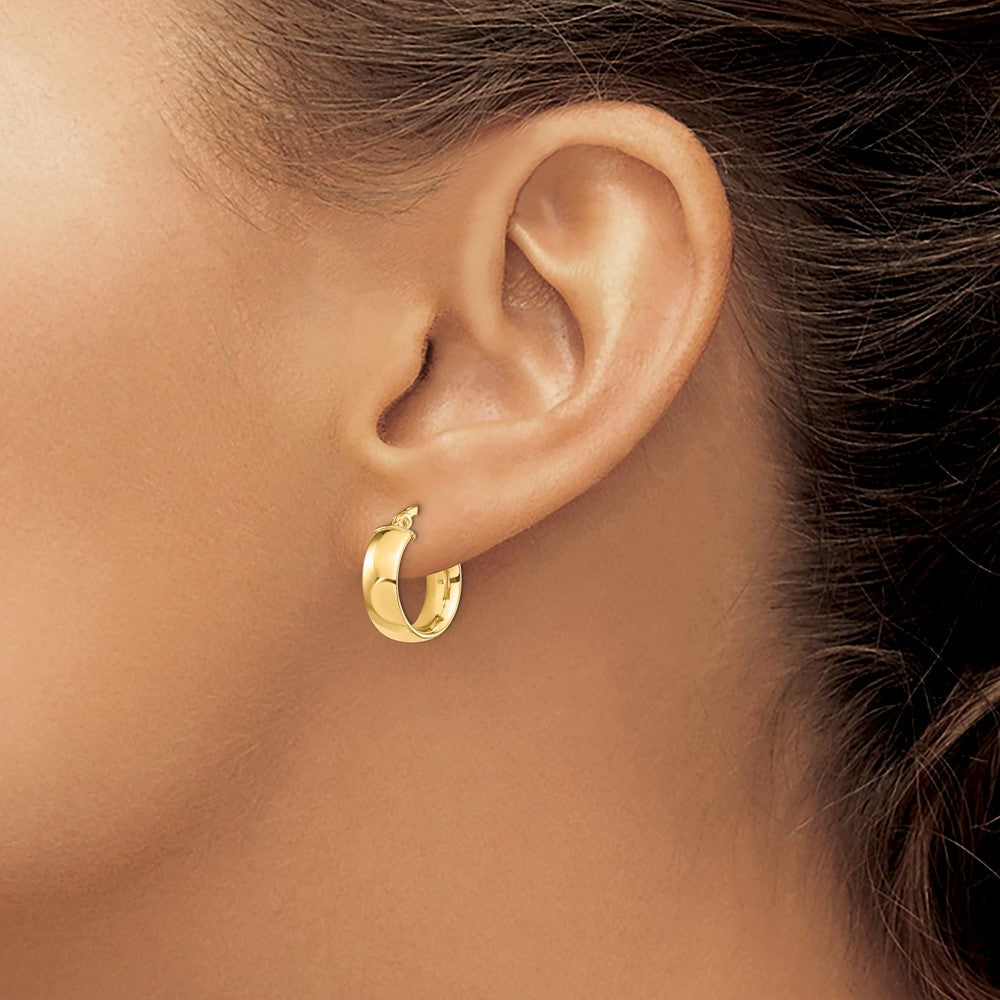 14k 5x16mm High Polished Tube Hoop Earrings
