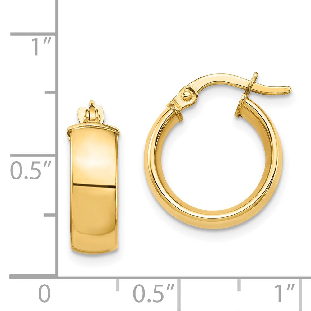 14k 5x16mm High Polished Tube Hoop Earrings