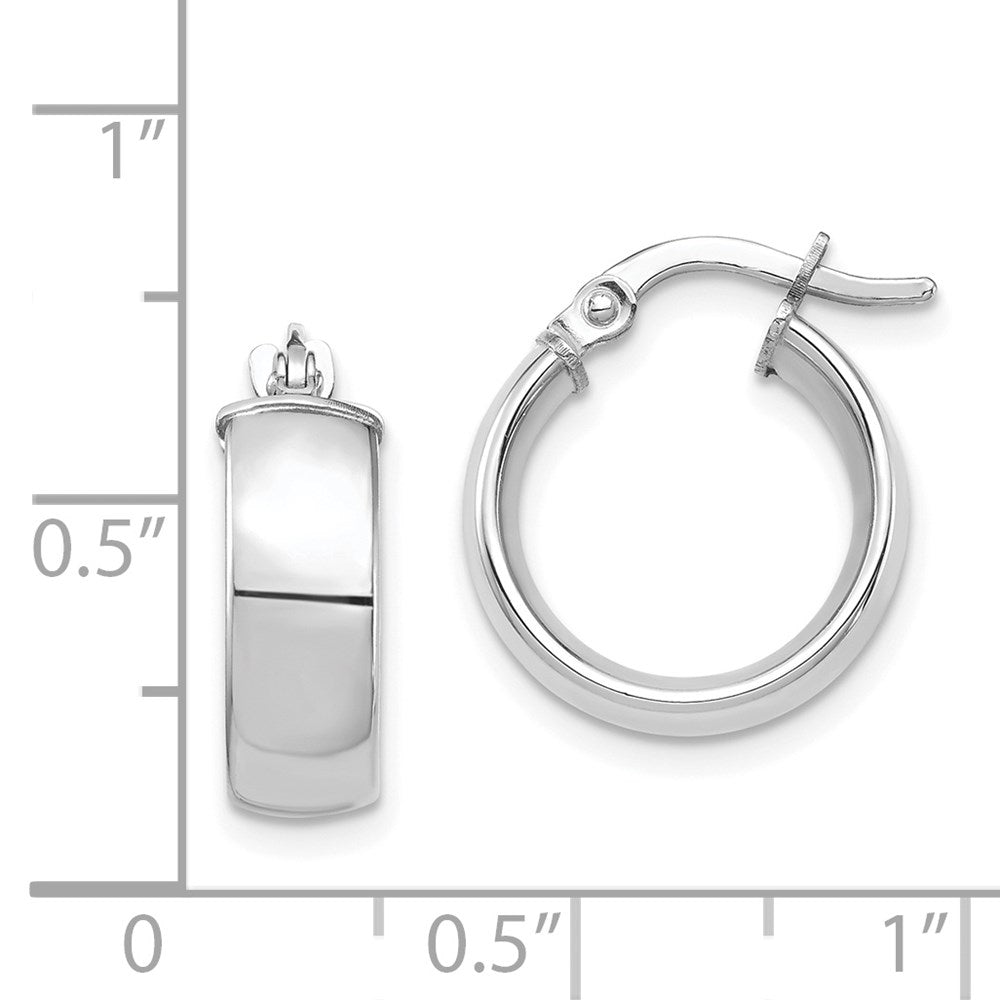 14k White Gold 5x16mm High Polished Tube Hoop Earrings