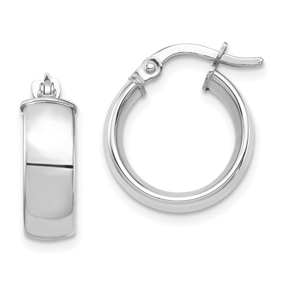 14k White Gold 5x16mm High Polished Tube Hoop Earrings