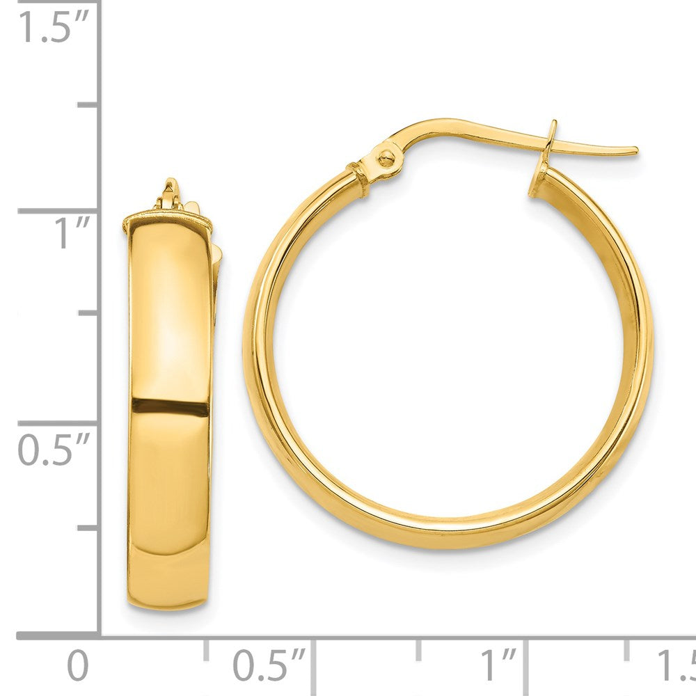 14k 5x26mm High Polished Tube Hoop Earrings