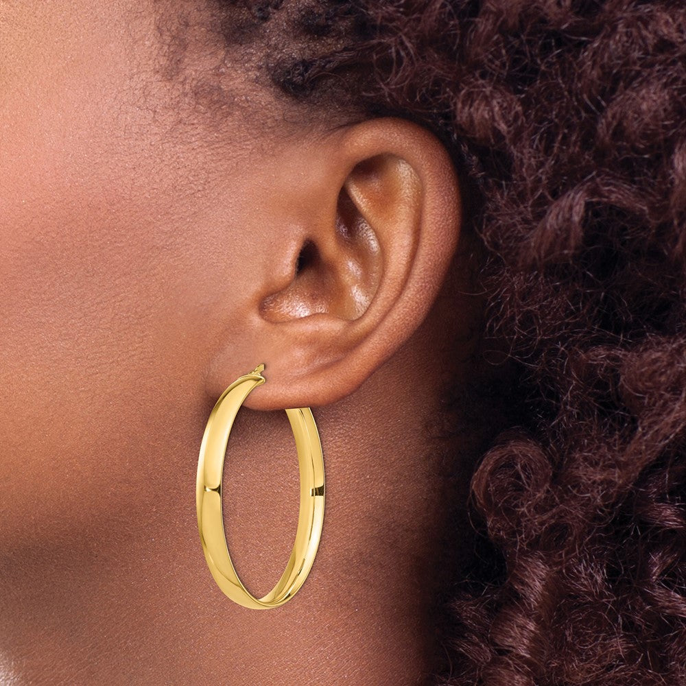 14k 5x44mm High Polished Tube Hoop Earrings