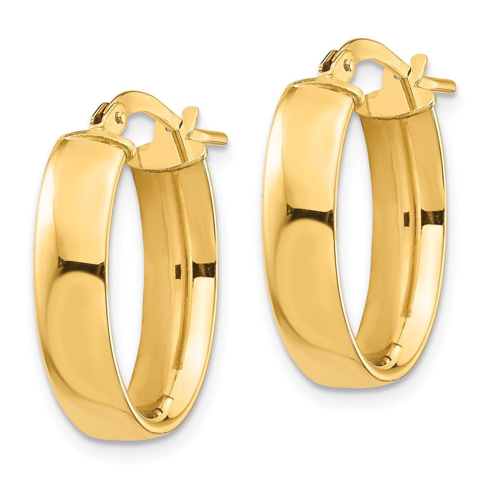 14k 5x20mm High Polished Oval Tube Hoop Earrings